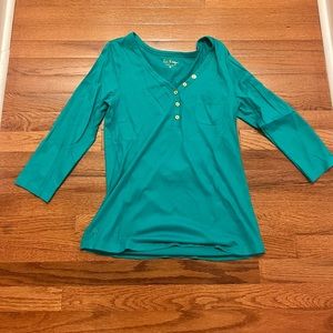 Lilly Pulitzer Teal 3/4 sleeve Henley style shirt M
